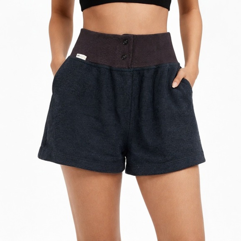 NWT Nike Reverse French Terry Baggy Shorts Black Brown High Rise Athleisure Sz M